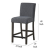 Ghy Counter Height Chair Set of 2 Gray Fabric Solid Acacia Wood BM329936