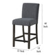Ghy Counter Height Chair Set of 2 Gray Fabric Solid Acacia Wood BM329936