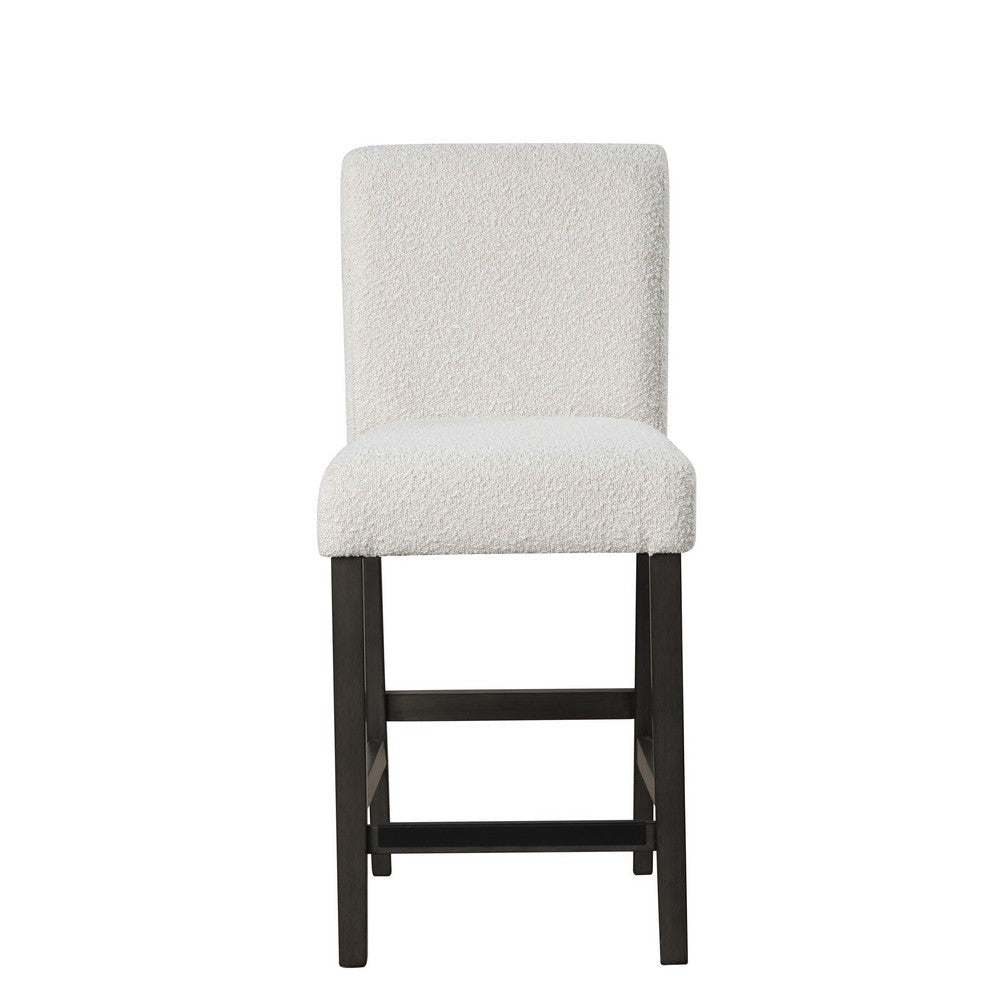 Ghy Counter Height Chair Set of 2 White Fabric Solid Acacia Wood BM329937