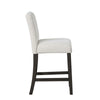 Ghy Counter Height Chair Set of 2 White Fabric Solid Acacia Wood BM329937