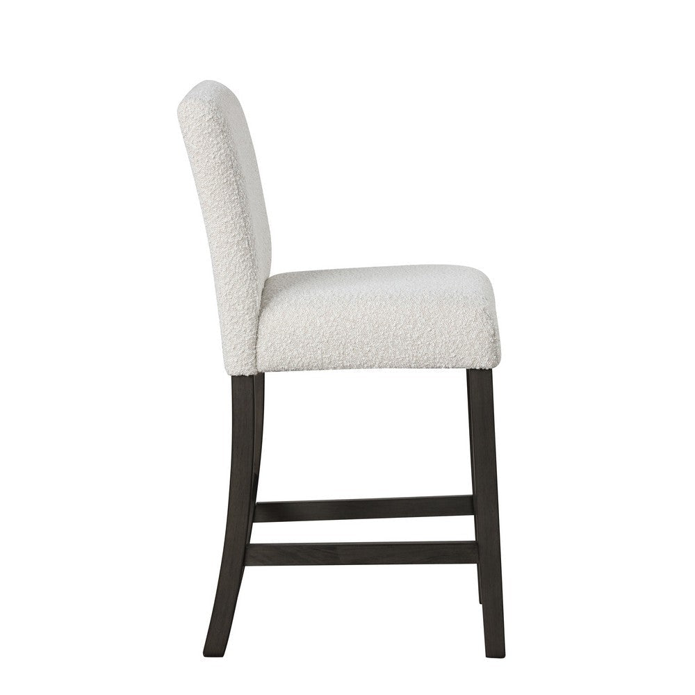 Ghy Counter Height Chair Set of 2 White Fabric Solid Acacia Wood BM329937