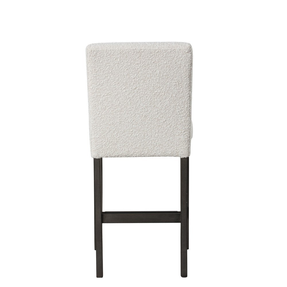 Ghy Counter Height Chair Set of 2 White Fabric Solid Acacia Wood BM329937