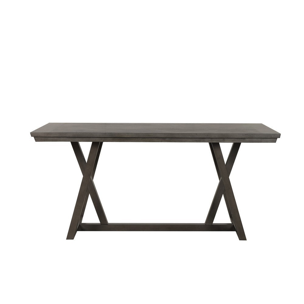 Ghy Counter Height Table, Brown Solid Acacia Wood, Rectangular 80 Inch