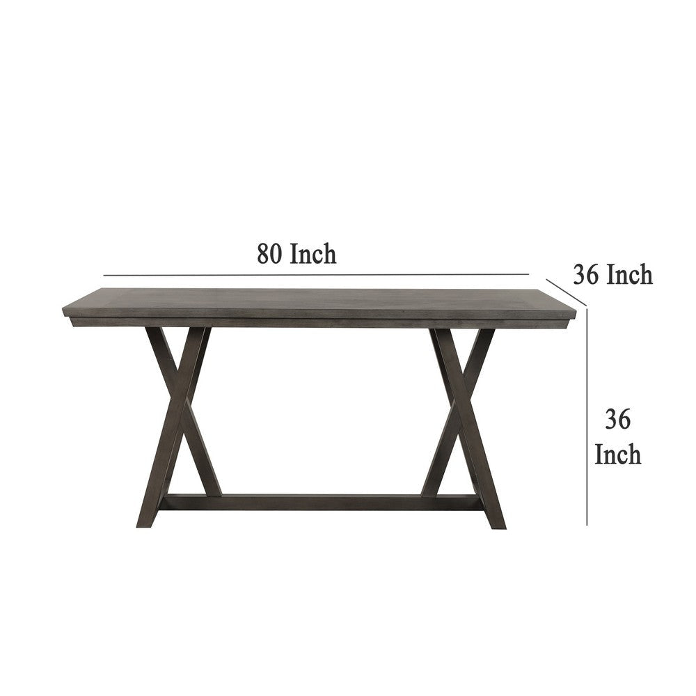 Ghy Counter Height Table Brown Solid Acacia Wood Rectangular 80 Inch BM329938