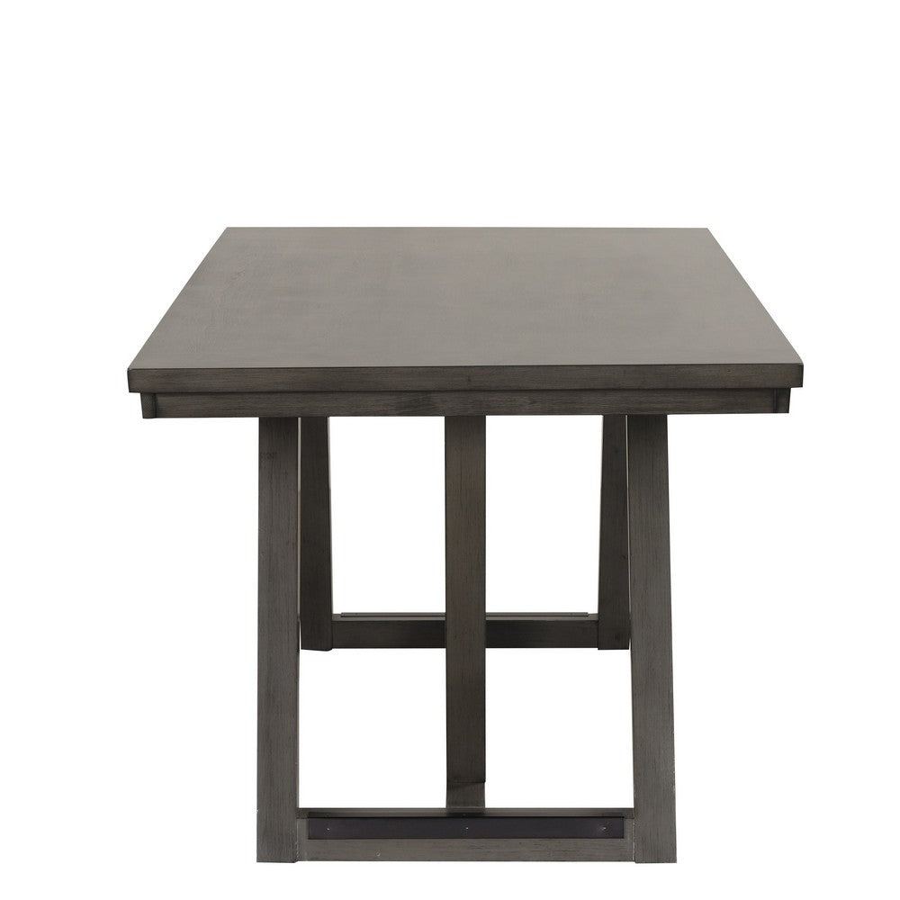 Ghy Dining Table, Brown Solid Acacia Wood, Rectangular 80 Inch Top
