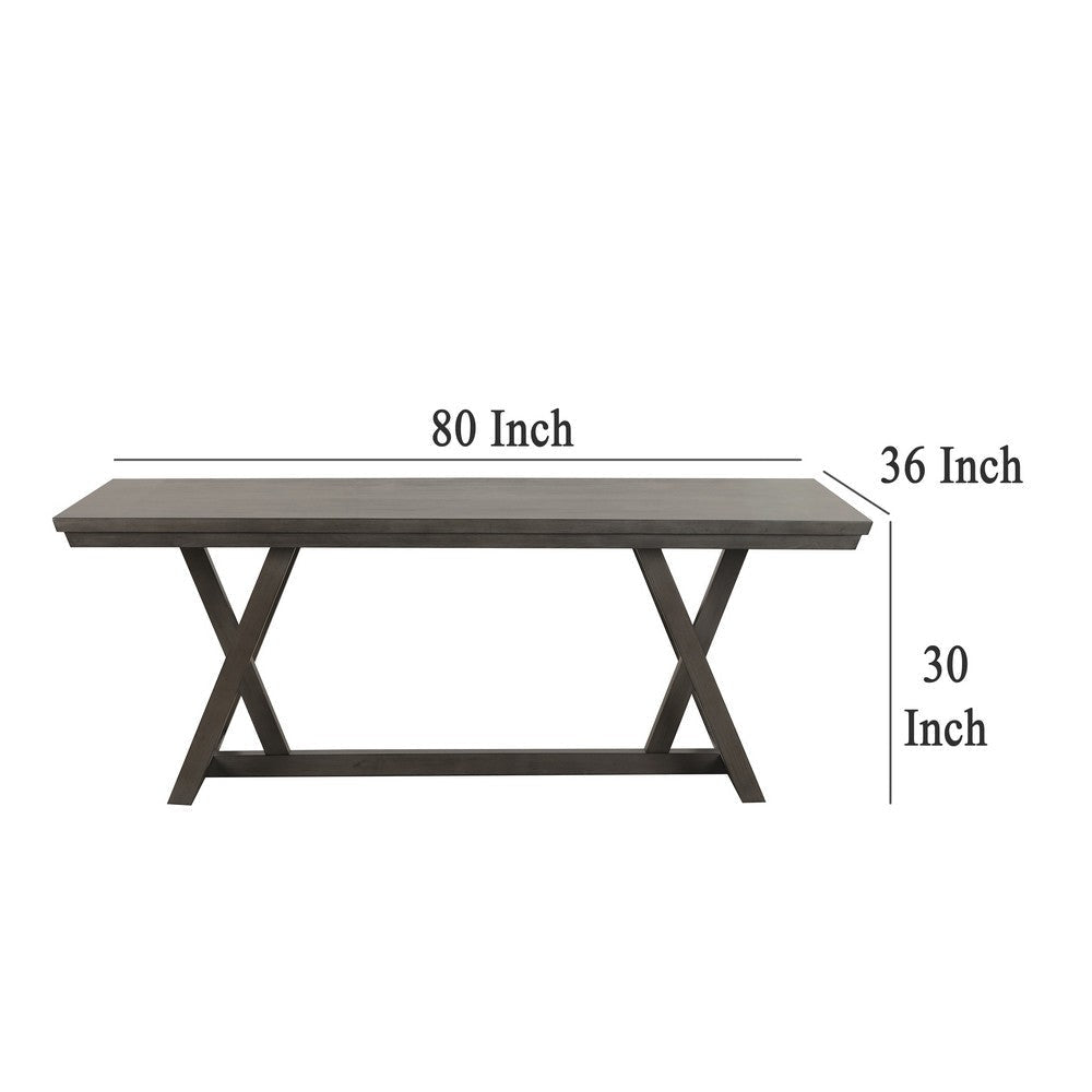 Ghy Dining Table Brown Solid Acacia Wood Rectangular 80 Inch Top BM329939