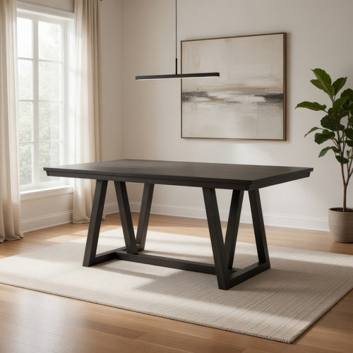 Ghy Dining Table, Brown Solid Acacia Wood, Rectangular 80 Inch Top
