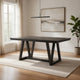 Ghy Dining Table, Brown Solid Acacia Wood, Rectangular 80 Inch Top