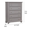 Limi Tall Dresser Chest 5 Drawers Light Gray Solid Acacia Wood BM329941