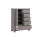 Limi Chest 5 Drawers 1 Door Cabinet Light Gray Solid Acacia Wood BM329942