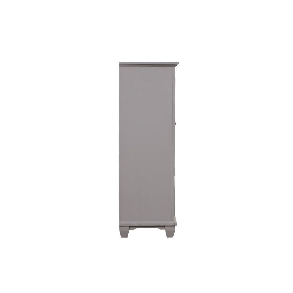 Limi Chest 5 Drawers 1 Door Cabinet Light Gray Solid Acacia Wood BM329942