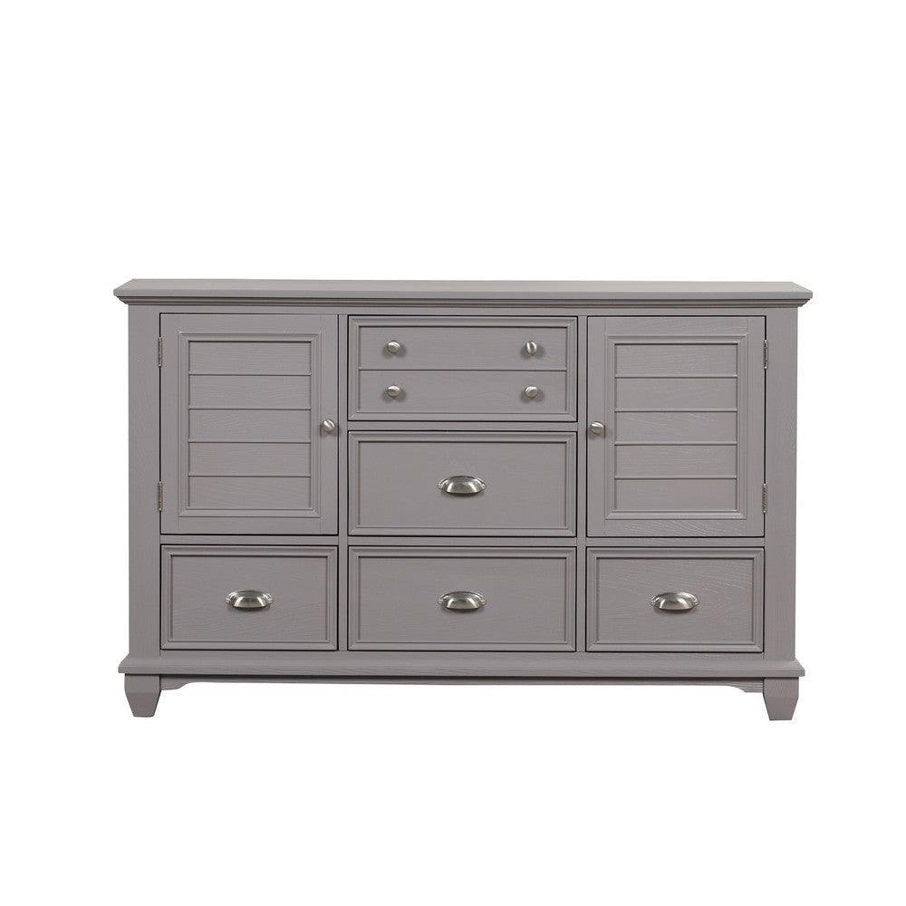 Limi Dresser 6 Drawers 2 Door Cabinets Light Gray Wood 61 Inch BM329943