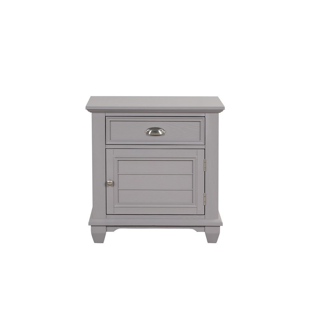 Limi Nightstand 1 Drawer 1 Door Cabinet Gray Solid Wood 28 Inch BM329944