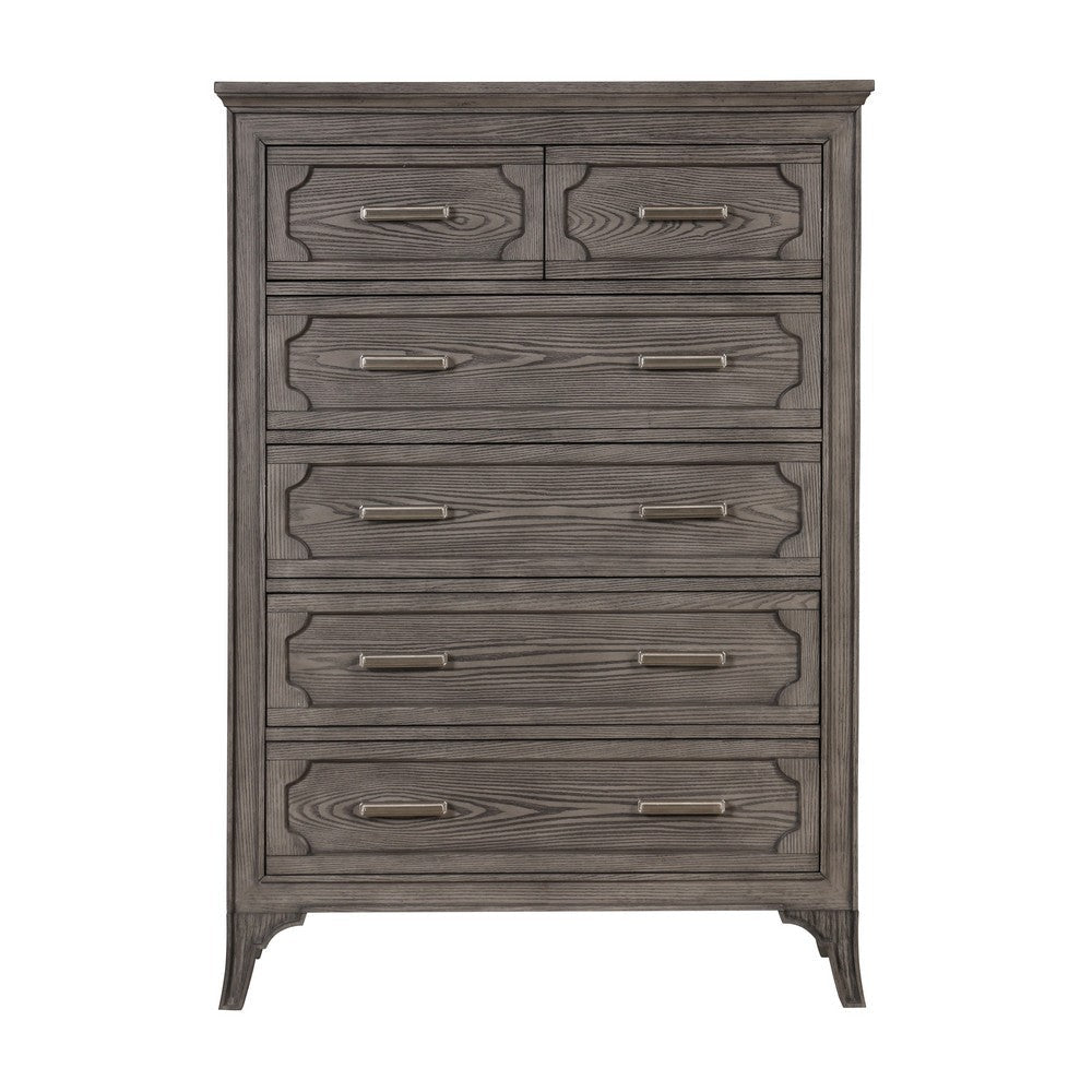 Leslee Tall Dresser Chest with Anti-Tip Kit 6 Drawers Gray Wood BM329951