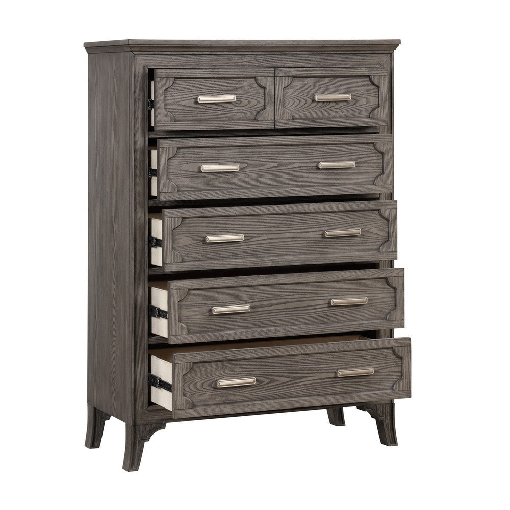 Leslee Tall Dresser Chest with Anti-Tip Kit 6 Drawers Gray Wood BM329951