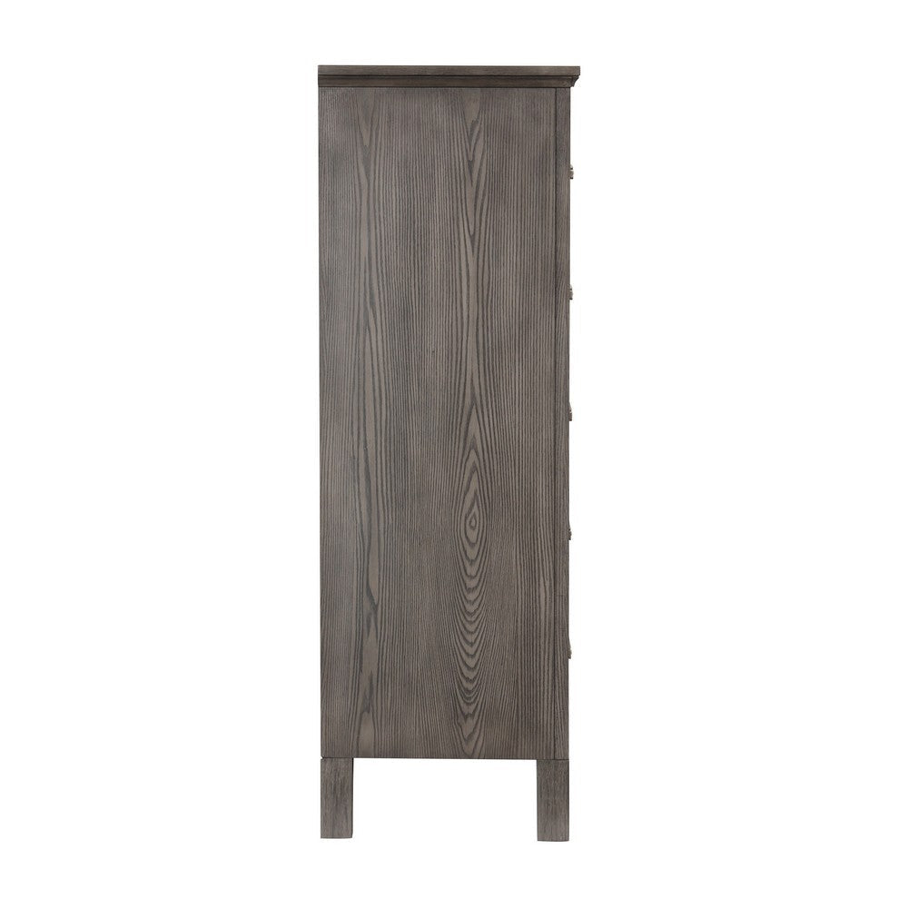 Leslee Tall Dresser Chest with Anti-Tip Kit 6 Drawers Gray Wood BM329951