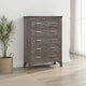 Leslee Tall Dresser Chest with Anti-Tip Kit, 6 Drawers, Gray Wood