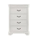 Lynda Tall Dresser Chest 4 Drawers Classic White Solid Acacia Wood BM329957