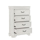 Lynda Tall Dresser Chest 4 Drawers Classic White Solid Acacia Wood BM329957