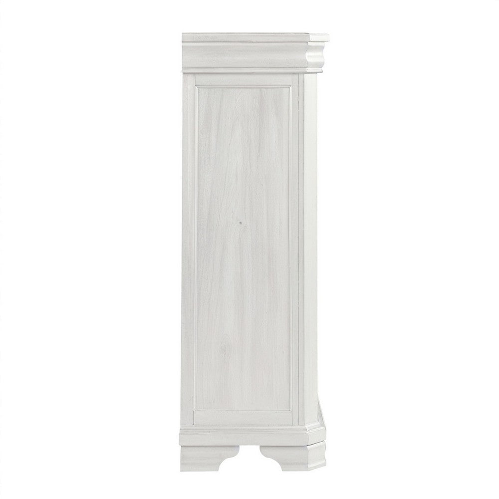 Lynda Tall Dresser Chest 4 Drawers Classic White Solid Acacia Wood BM329957