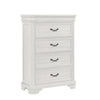 Lynda Tall Dresser Chest, 4 Drawers, Classic White Solid Acacia Wood