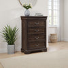 Lynda Tall Dresser Chest, 4 Drawers, Walnut Brown Solid Acacia Wood