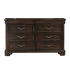 Lynda Dresser 6 Drawers Pewter Dark Brown Solid Acacia Wood 68 Inch BM329960