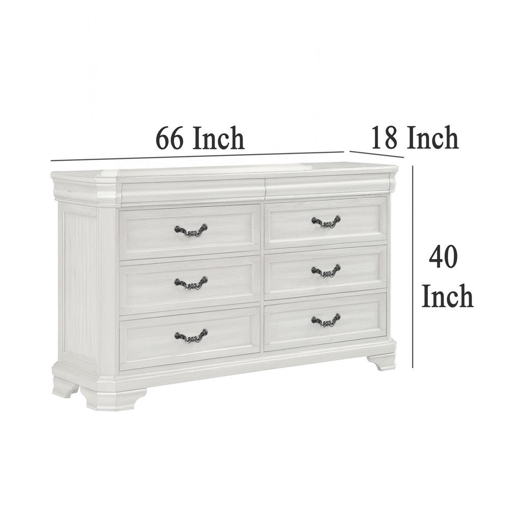 Lynda Dresser 6 Drawers Pewter Dark Brown Solid Acacia Wood 68 Inch BM329960