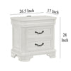 Lynda Nightstand 2 Drawers Metal Handles White Acacia Wood 27 Inch