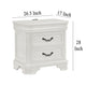 Lynda Nightstand 2 Drawers Metal Handles White Acacia Wood 27 Inch