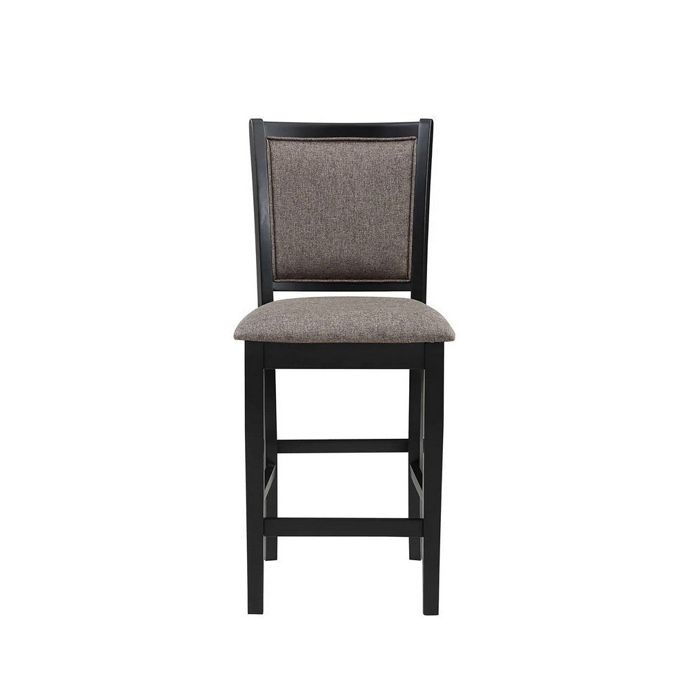 Mac Counter Height Chair Set of 2 Lattice Pattern Black Brown Wood BM329967