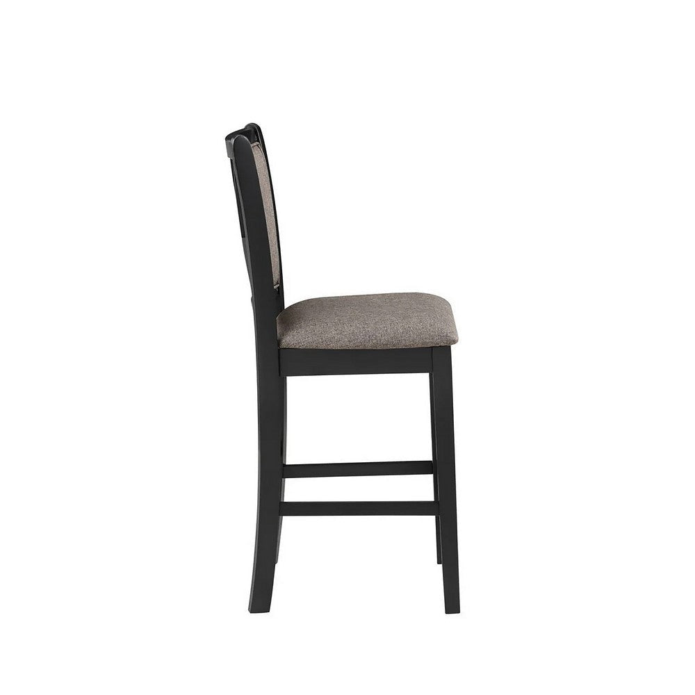Mac Counter Height Chair Set of 2 Lattice Pattern Black Brown Wood BM329967