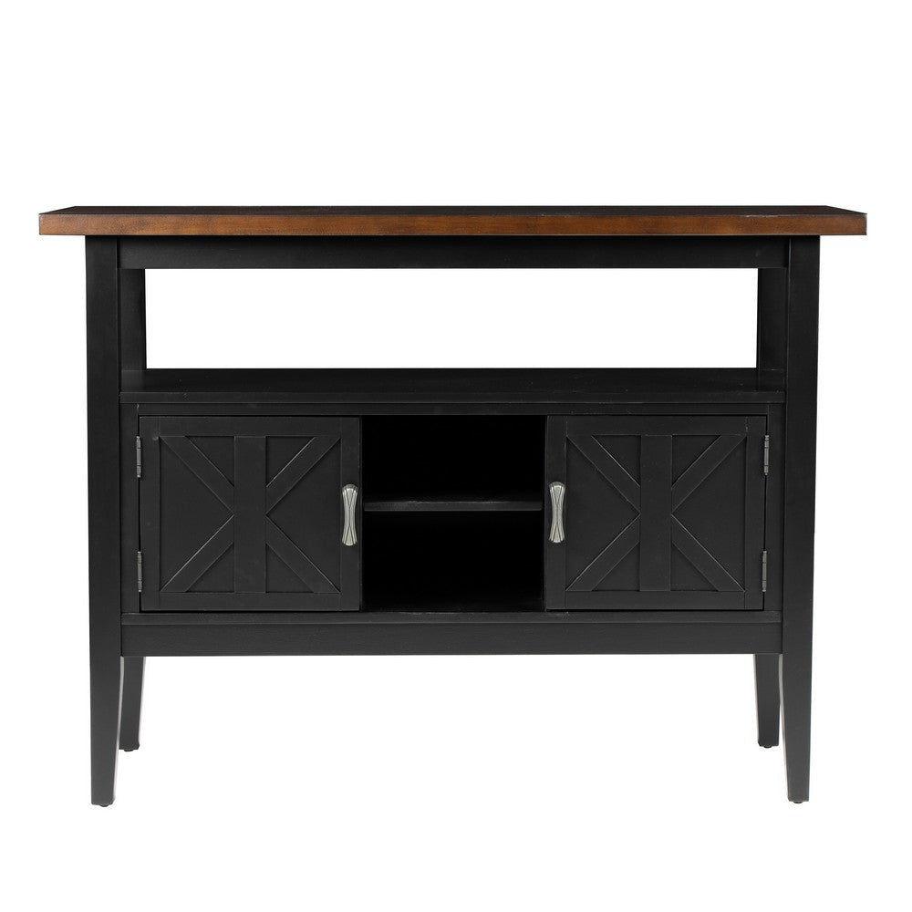 Mac Dining Sideboard Server Wine Holder and Rack Black Brown Wood BM329969
