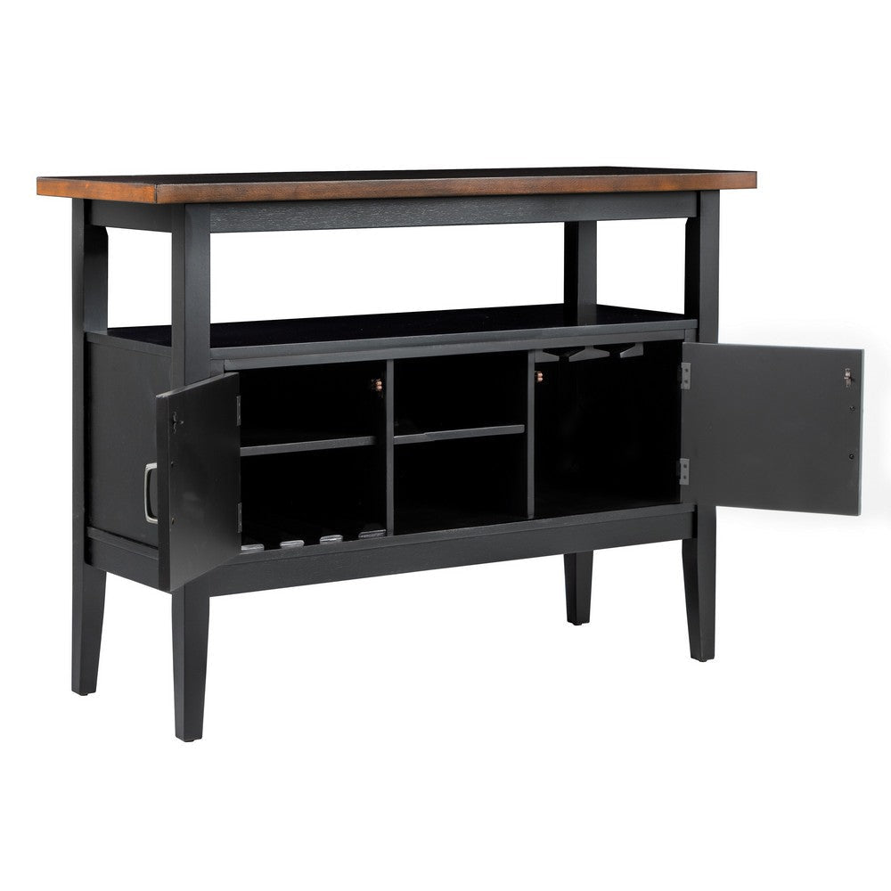 Mac Dining Sideboard Server Wine Holder and Rack Black Brown Wood BM329969