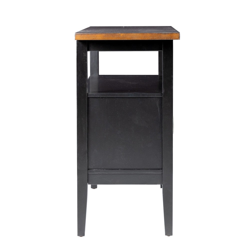 Mac Dining Sideboard Server Wine Holder and Rack Black Brown Wood BM329969