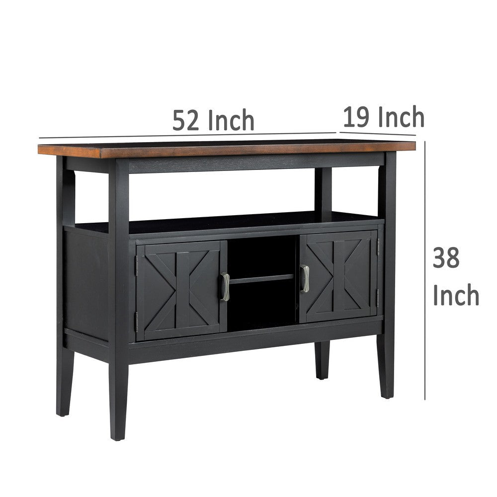 Mac Dining Sideboard Server Wine Holder and Rack Black Brown Wood BM329969