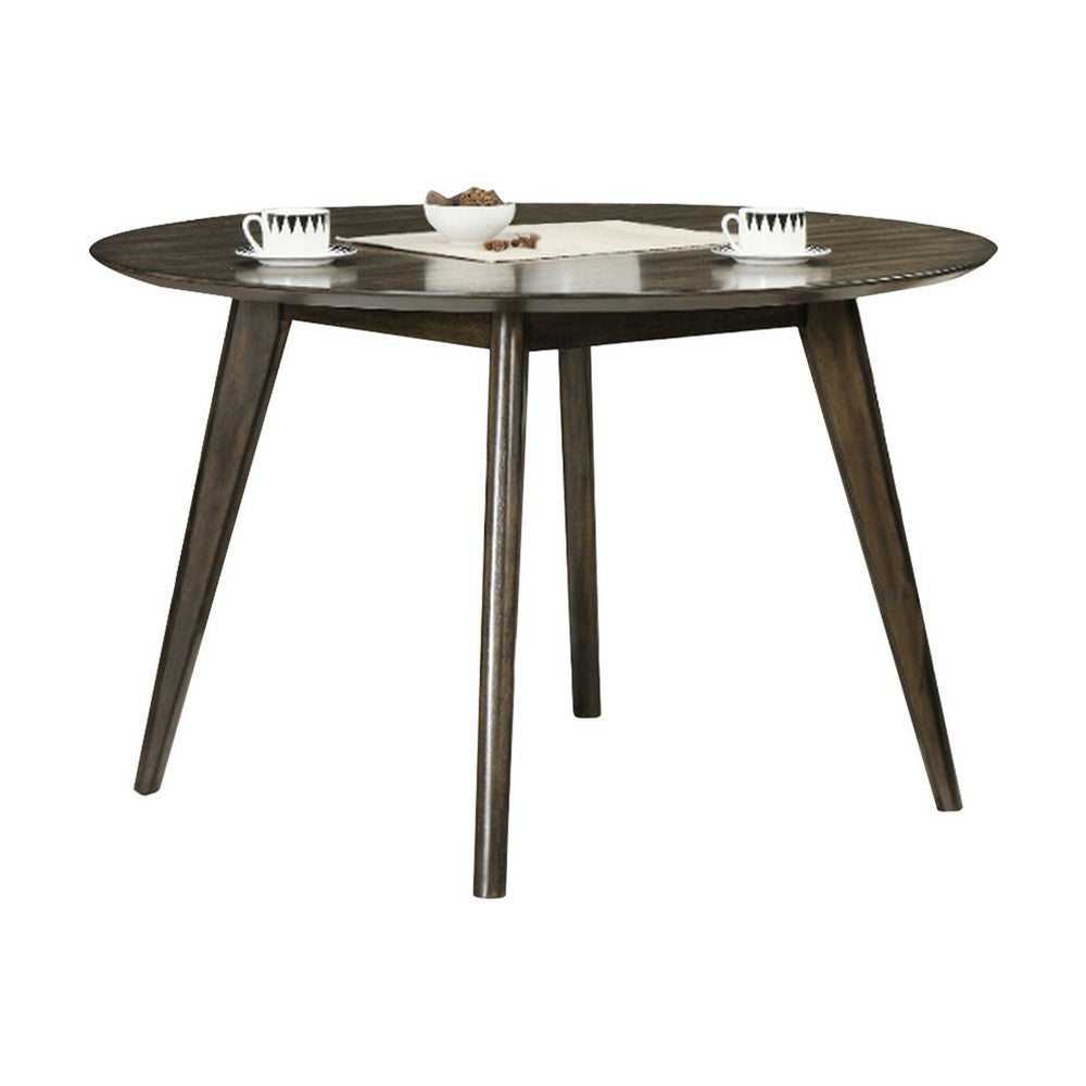 Roxy Round Dining Table with Angled Tapered Legs, Walnut Wood 48 Inch