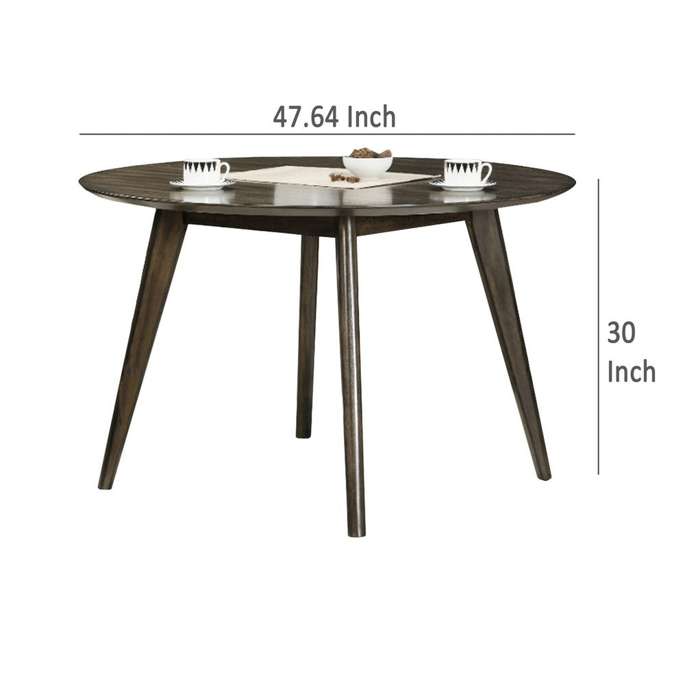 Roxy Round Dining Table with Angled Tapered Legs, Walnut Wood 48 Inch