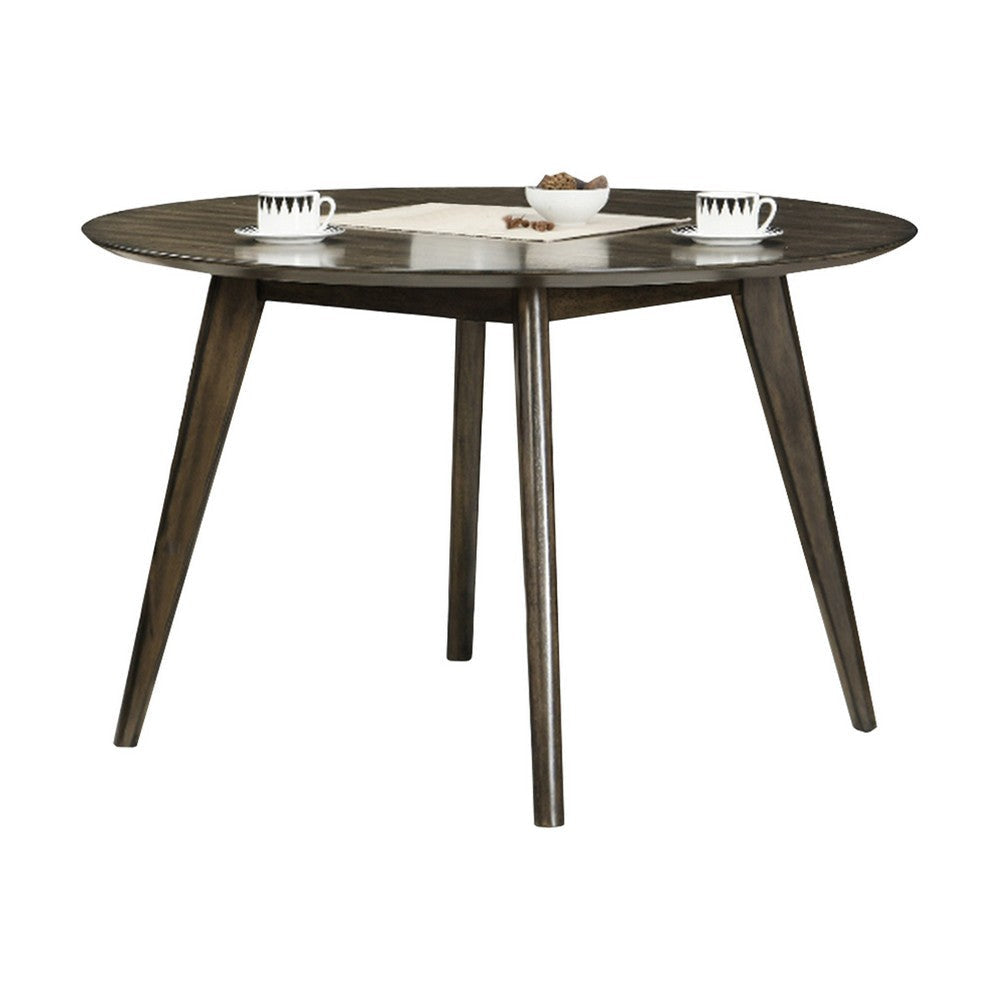Roxy Round Dining Table with Angled Tapered Legs, Walnut Wood 48 Inch