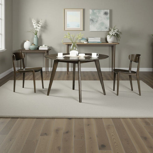 Roxy Round Dining Table with Angled Tapered Legs, Walnut Wood 48 Inch