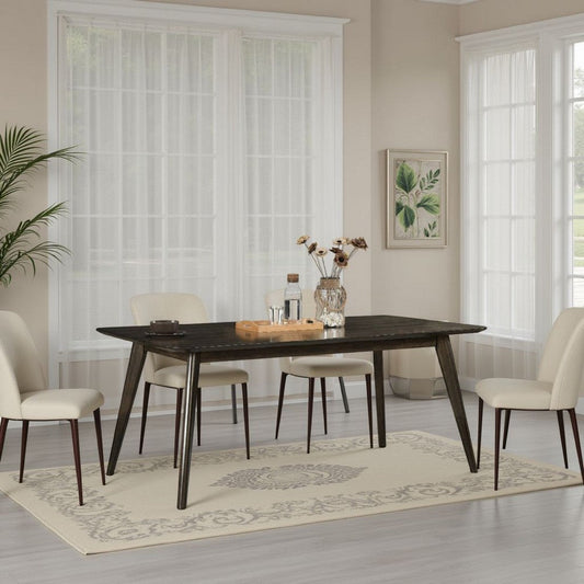 Roxy Dining Table, Walnut Brown Solid Wood, Rectangular 72 Inch Top