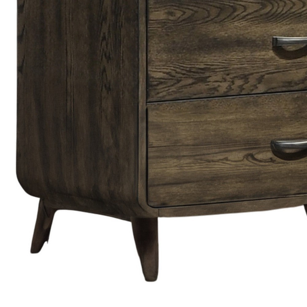Roxy Tall Dresser Chest 5 Drawers and Angled Legs Brown Solid Wood BM329975