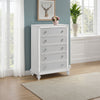 Stacy Tall Dresser Chest with 5 Drawers and LED Lights, White Wood
