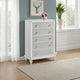 Stacy Tall Dresser Chest with 5 Drawers and LED Lights, White Wood