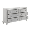 Stacy Wide Dresser with 8 Drawers and LED Lights Silver White Wood BM329982