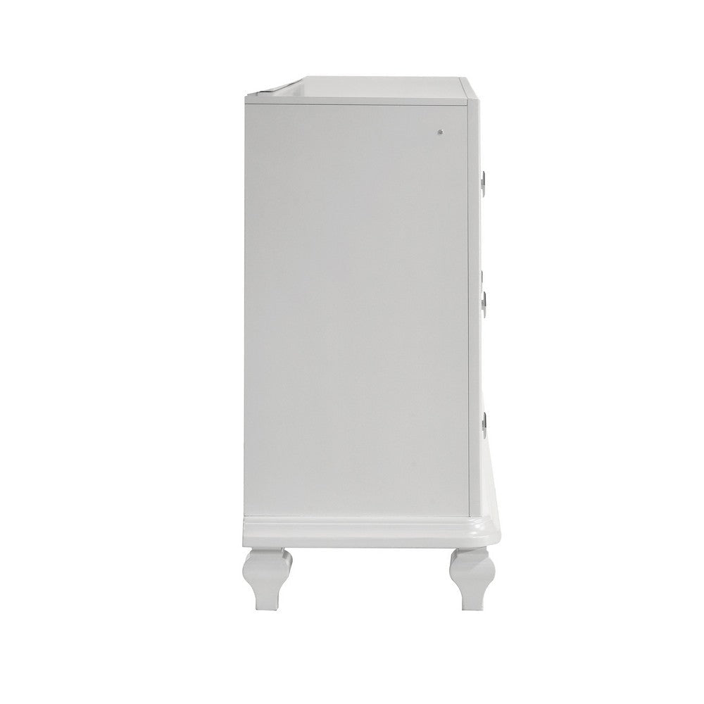 Stacy Wide Dresser with 8 Drawers and LED Lights Silver White Wood BM329982