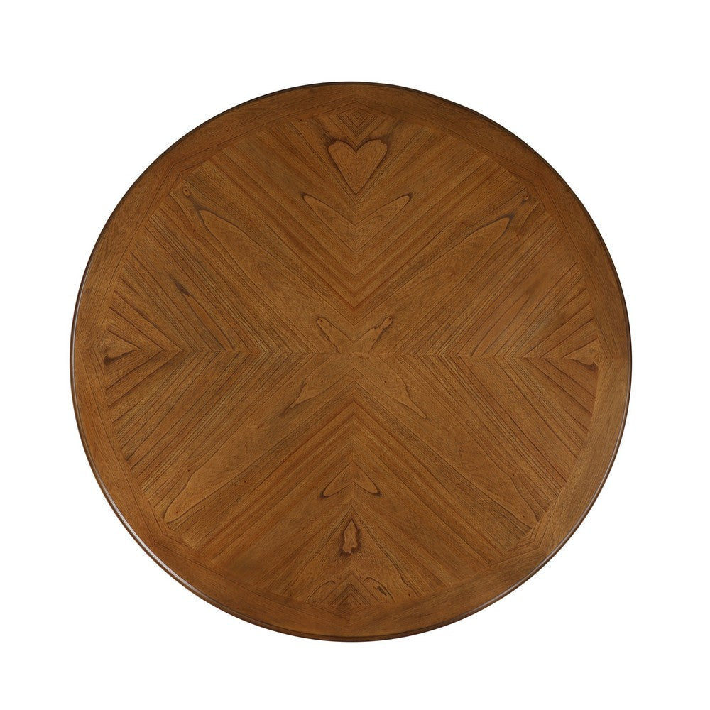 Dinie Dining Table Classic Turned Base Chestnut Brown Wood 48 Inch BM329985