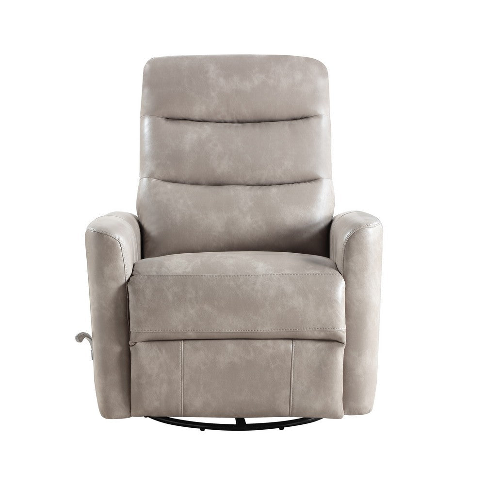Aki Swivel Manual Recliner Chair Adjustable Rest Gray Faux Leather BM329987