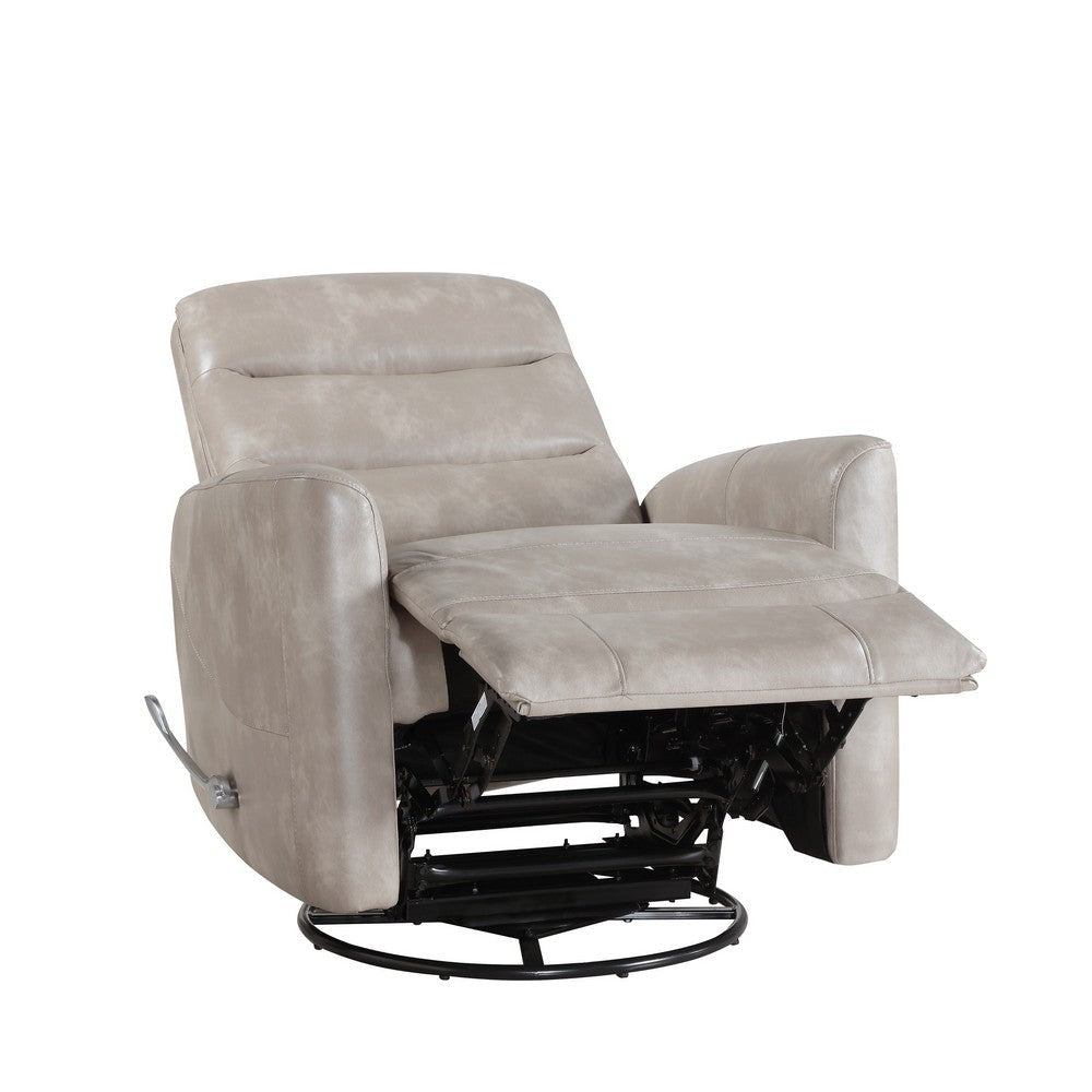 Aki Swivel Manual Recliner Chair Adjustable Rest Gray Faux Leather BM329987