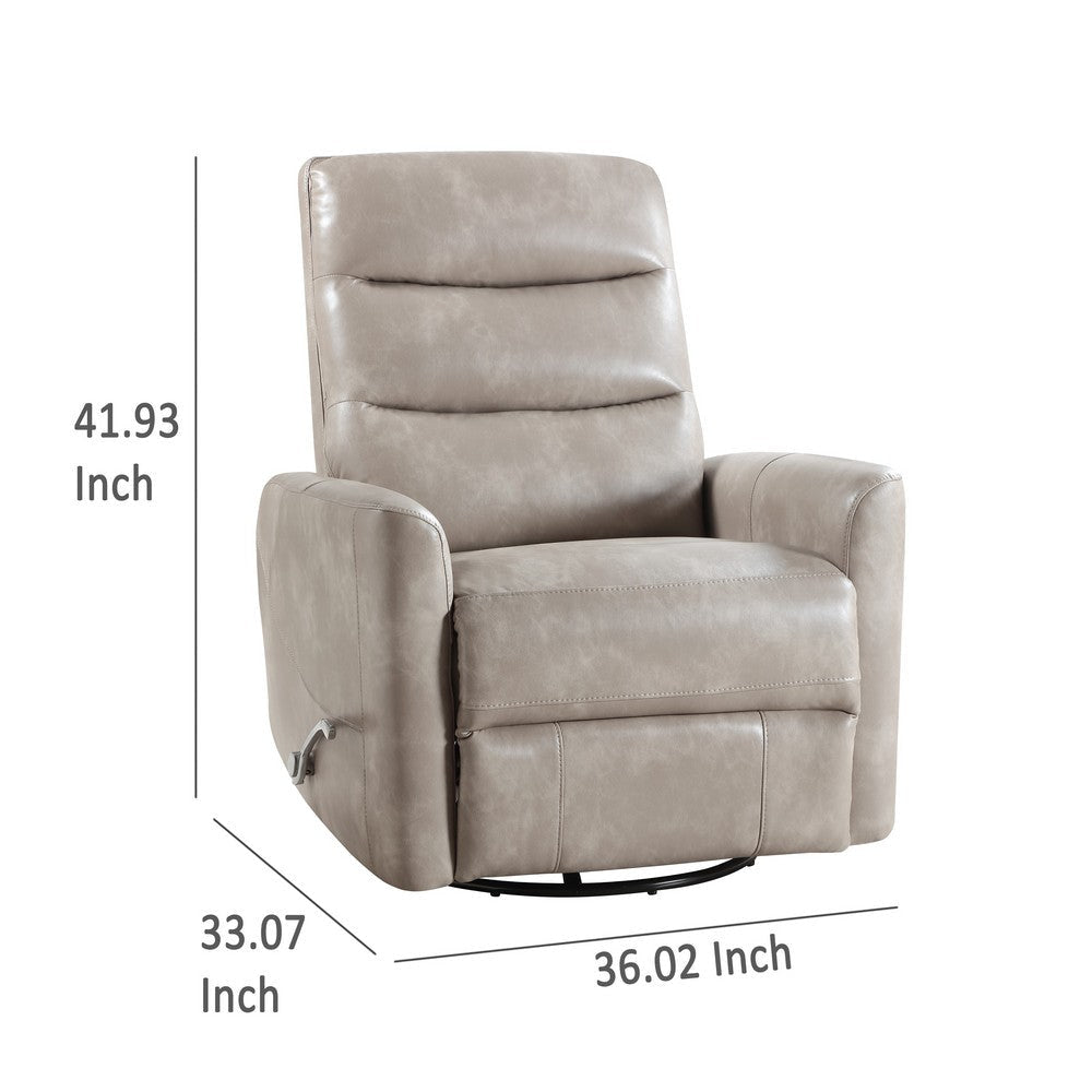 Aki Swivel Manual Recliner Chair Adjustable Rest Gray Faux Leather BM329987
